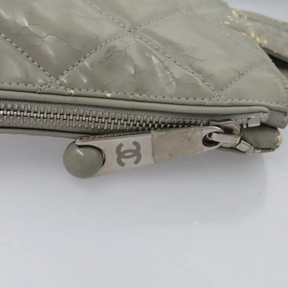 CHANEL Tote Bag Patent leather Gray CC Auth - Picture 9 of 15